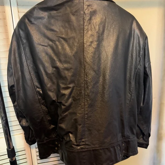 Vintage Leather Bomber jacket by Gino Giorgio - Picture 2 of 3